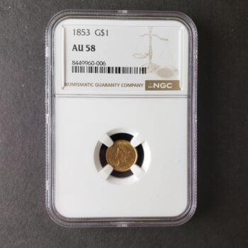 1853 $1 Liberty Head Gold Dollar NGC AU58