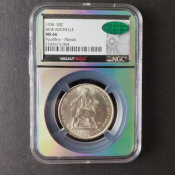 1938 50c New Rochelle Commemorative Silver Half Dollar NGC MS66 with CAC Sticker