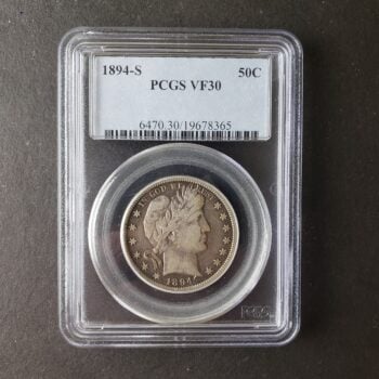 1894 S 50c Barber Silver Half Dollar PCGS VF30