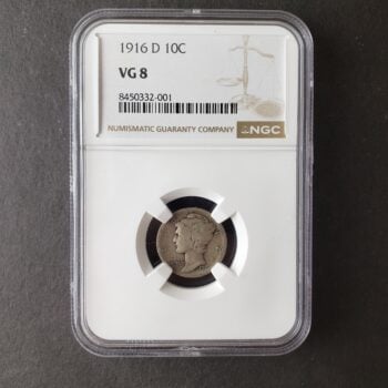 1916 D 10c Winged Liberty Silver Dime NGC VG8