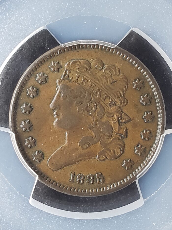 1835 1/2c Classic Head Half Cent PCGS VF35 | Jefferson Coin