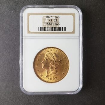 1897 $20 Liberty Head Gold Double Eagle NGC MS63