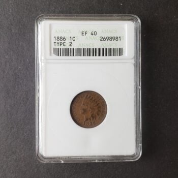 1886 1c Indian Head Cent Type 2 ANACS EF40