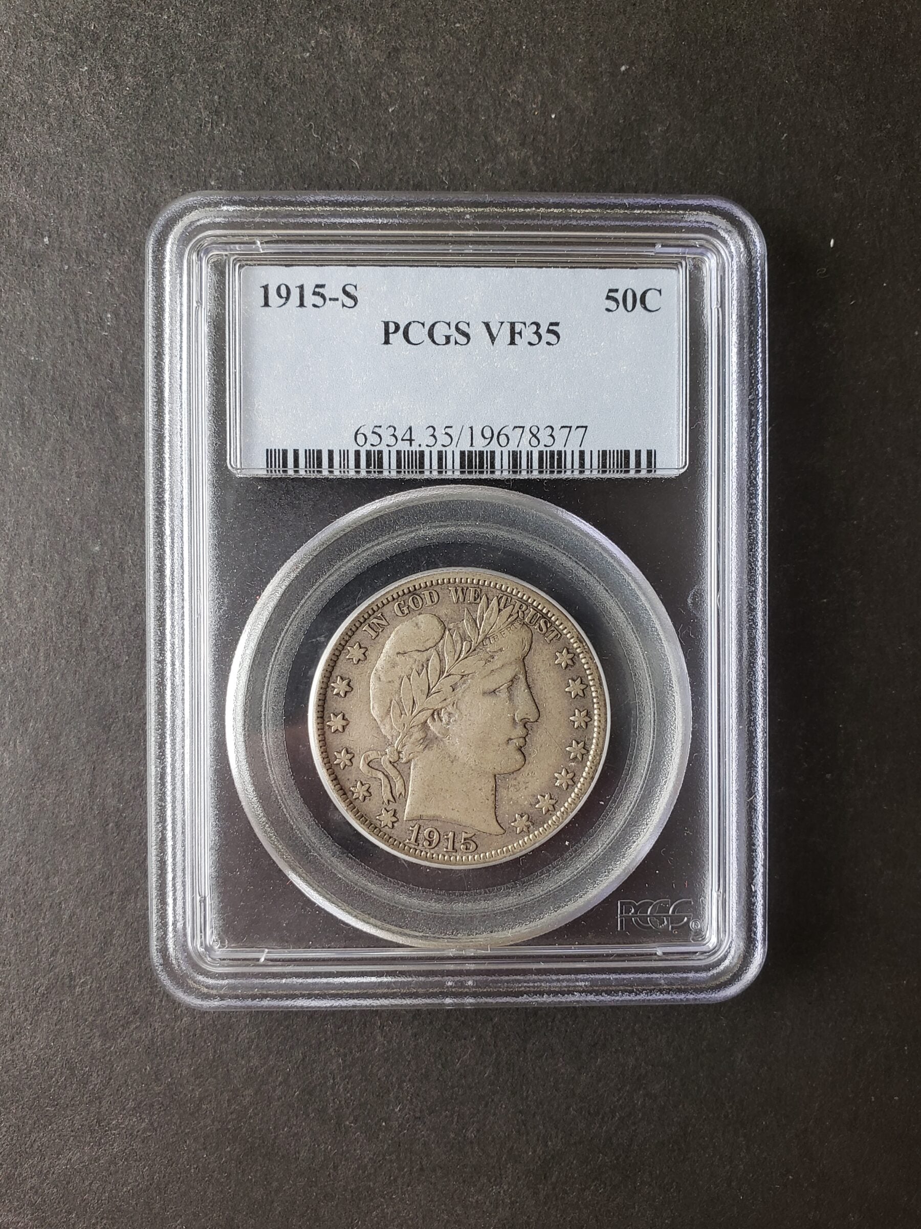 1915 S 50c Barber Silver Half Dollar PCGS VF35 | Jefferson Coin