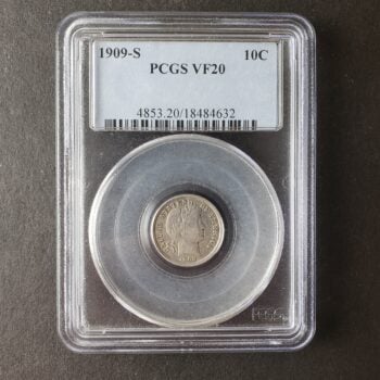 1909 S 10c Barber Silver Dime PCGS VF20