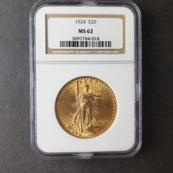 1924 $20 St. Gaudens Gold Double Eagle NGC MS62