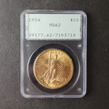 1924 $20 St. Gaudens Gold Double Eagle PCGS MS62