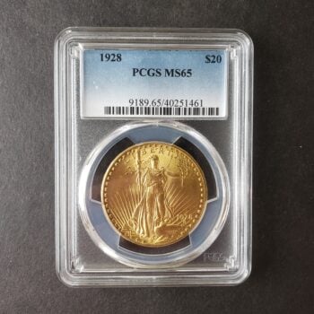 1928 $20 St. Gaudens Gold Double Eagle PCGS MS65