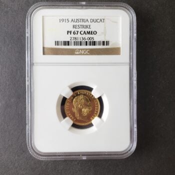 1915 Austria Proof Gold Ducat Restrike NGC PF67 Cameo