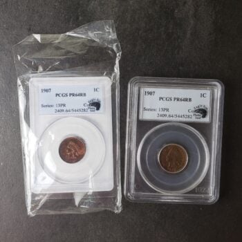 1907 Proof 1c Indian Head Cent PCGS PR64 RB with Eagle Eye Photo Seal