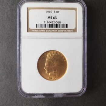 1910 $10 Indian Head Gold Eagle NGC MS63