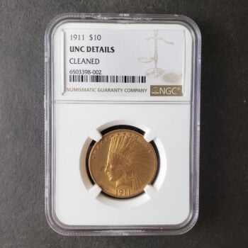 1911 $10 Indian Head Gold Eagle NGC UNC Details Cleaned