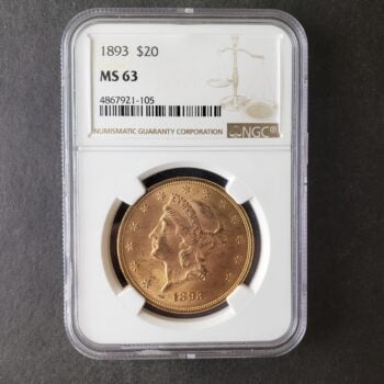 1893 $20 Liberty Head Gold Double Eagle NGC MS63