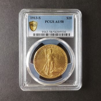 1913 S $20 Saint Gaudens Gold Double Eagle PCGS AU58