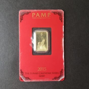 2015 Pamp Suisse 5 gram Gold Year of the Goat in Plastic Assay Card
