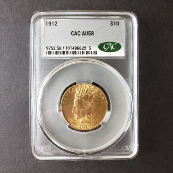 1912 $10 Indian Head Gold Eagle CAC AU58