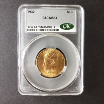1932 $10 Indian Head Gold Eagle CAC MS61