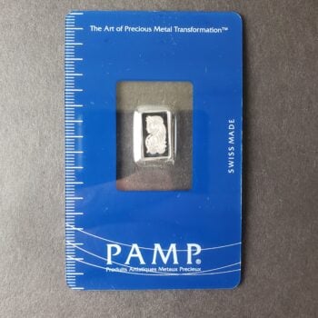 Pamp Suisse 1 gram Platinum Fortuna Bar in Plastic Assay Card