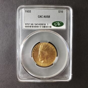 1932 $10 Indian Head Gold Eagle CAC AU58
