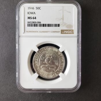 1946 50c Iowa Commemorative Silver Half Dollar NGC MS64