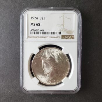 1924 $1 Peace Silver Dollar NGC MS65