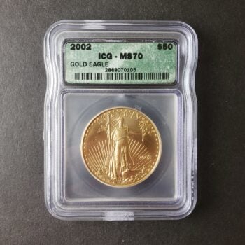 2002 $50 1oz Gold American Eagle ICG MS70