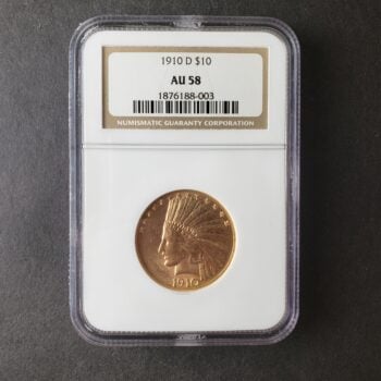 1910 D $10 Indian Head Gold Eagle NGC AU58