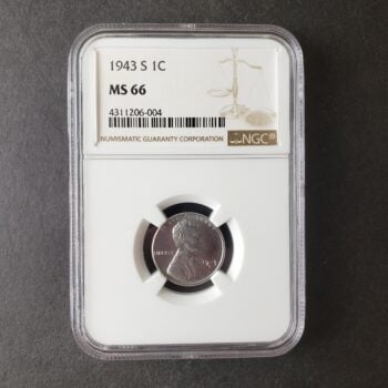 1943 S 1c Lincoln Wheat Steel Cent NGC MS66