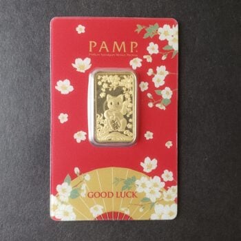 Pamp Suisse 1/2oz Gold Good Luck Bar in Plastic Assay Card
