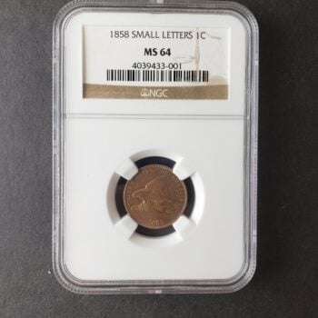 1858 1c Flying Eagle Small Letters Cent NGC MS64