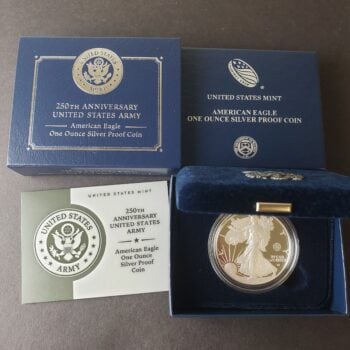 2025 W Proof $1 American Silver Eagle Dollar with Army Privy
