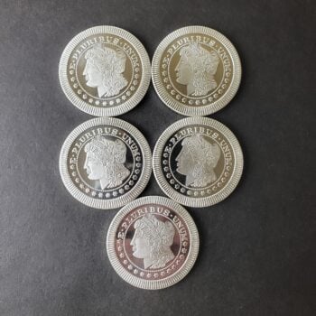 Lot of Five SilverTowne 1oz Silver Morgan Rounds at Spot