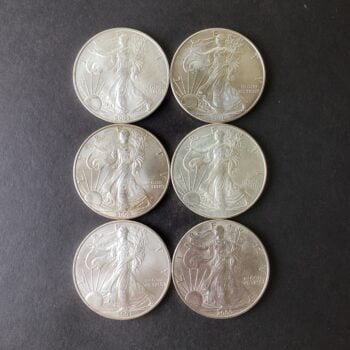 Lot of Six Imperfect $1 American Silver Eagle Dollars at Spot