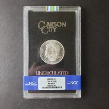 1882 CC $1 Morgan Silver Dollar in GSA Uncirculated Holder NGC MS63 PL