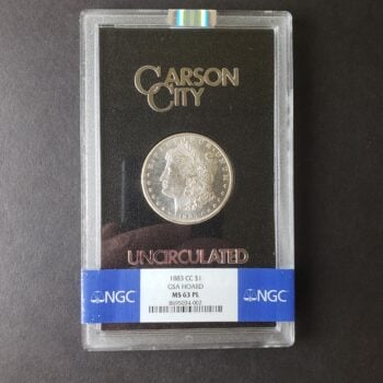 1883 CC $1 Morgan Silver Dollar in GSA Uncirculated Holder NGC MS63 PL