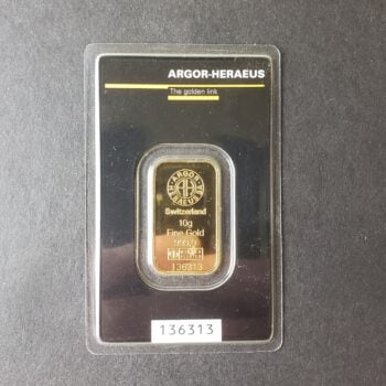 Argor-Heraeus 10 gram Gold Bar with Assay Certificate in Plastic