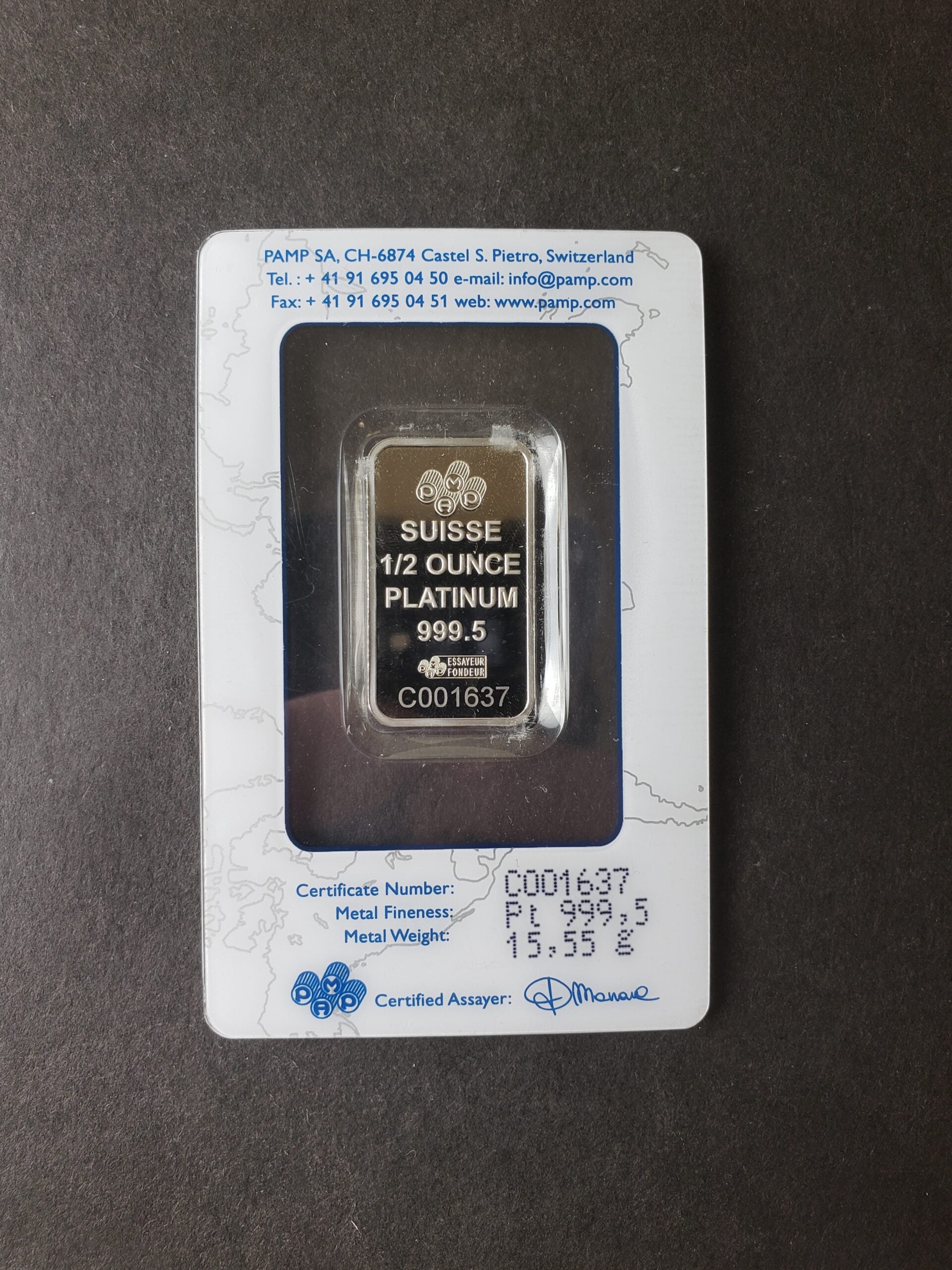 Pamp Suisse 1/2oz Platinum Fortuna Bar in Plastic Assay Card - Image 2