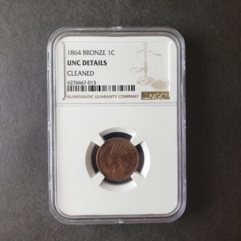 1864 Bronze 1c Lincoln Wheat Cent NGC UNC Details Cleaned
