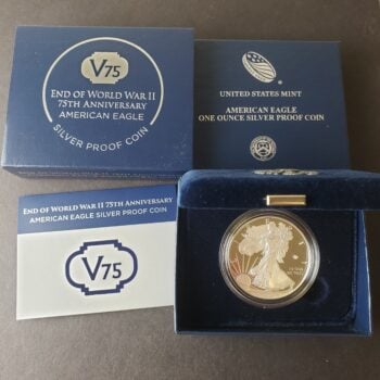 2020 W Proof $1 American Silver Eagle Dollar with V75 Privy
