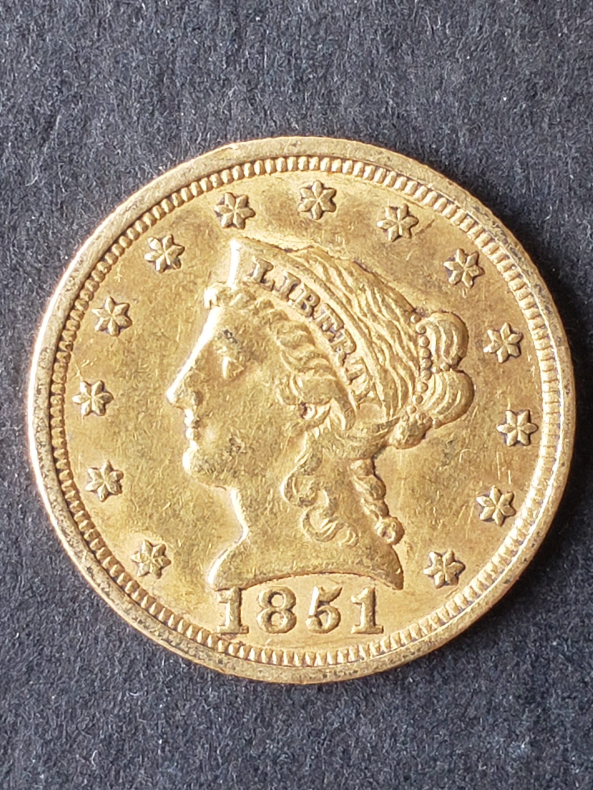 1851 $2.50 Liberty Head Gold Quarter Eagle