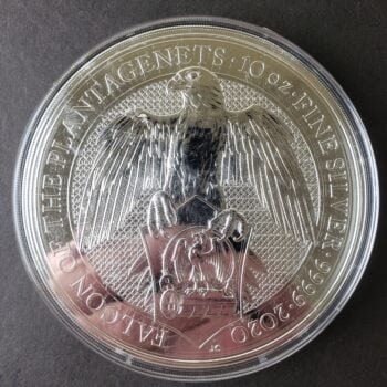 2020 Great Britain 10 Pounds 10oz Silver Falcon of the Plantagenets