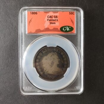 1806 50c Draped Bust Silver Half Dollar Pointed 6 Stem CAC G6