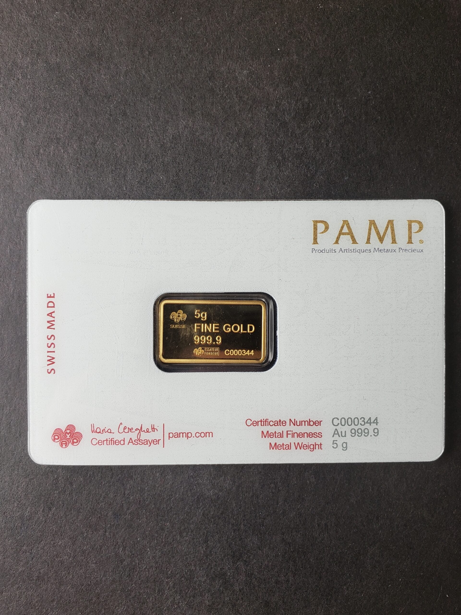 Pamp Suisse 5 gram Gold Statue of Liberty Bar in Plastic Assay Card - Image 2