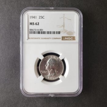 1941 25c Washington Silver Quarter Dollar NGC MS62