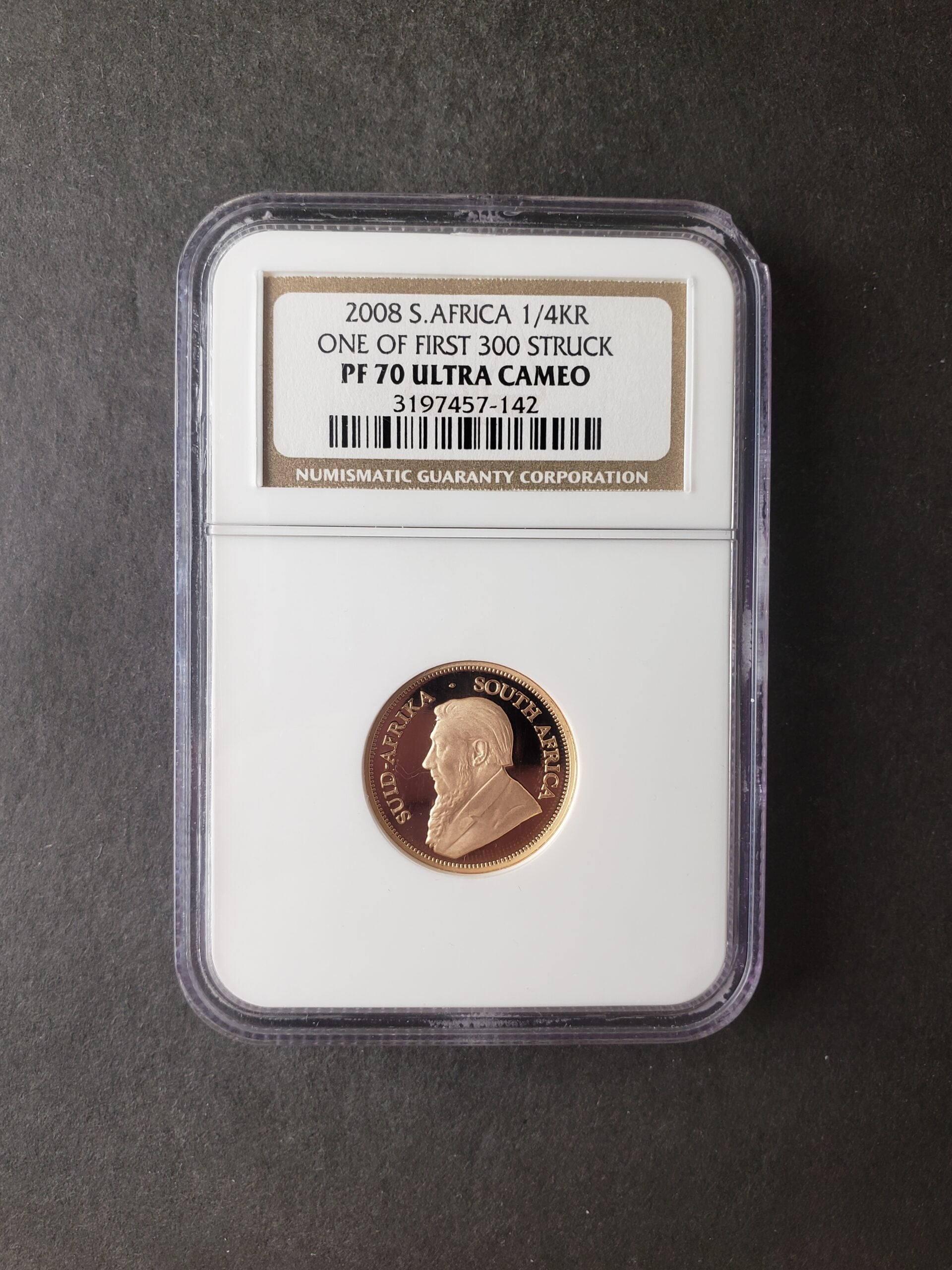 2008 South Africa Proof 1/4oz Gold 1/4 Krugerrand NGC PF70 Ultra Cameo